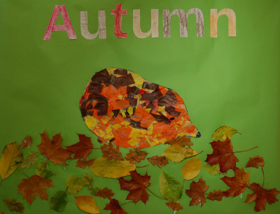 Autumn craft picture - hedgehog