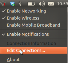 O2 Mobile broadband - Ubuntu Linux setup - network connections icon