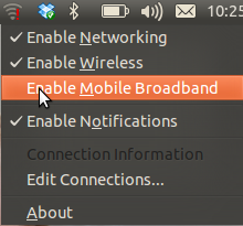 O2 Mobile broadband - linux setup - screenshot