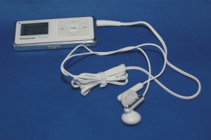 Panasonic SD Audio Player with supplied white headphones