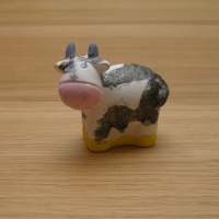 Craft - painted Cow at Wyn Abbot pottery