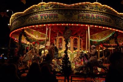 Traditional English Carousel ride at London's Southbank Christmas Market