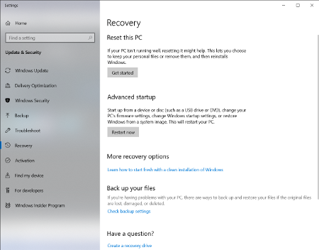 Windows 10 Advanced Startup options - boot to UEFI firmware settings